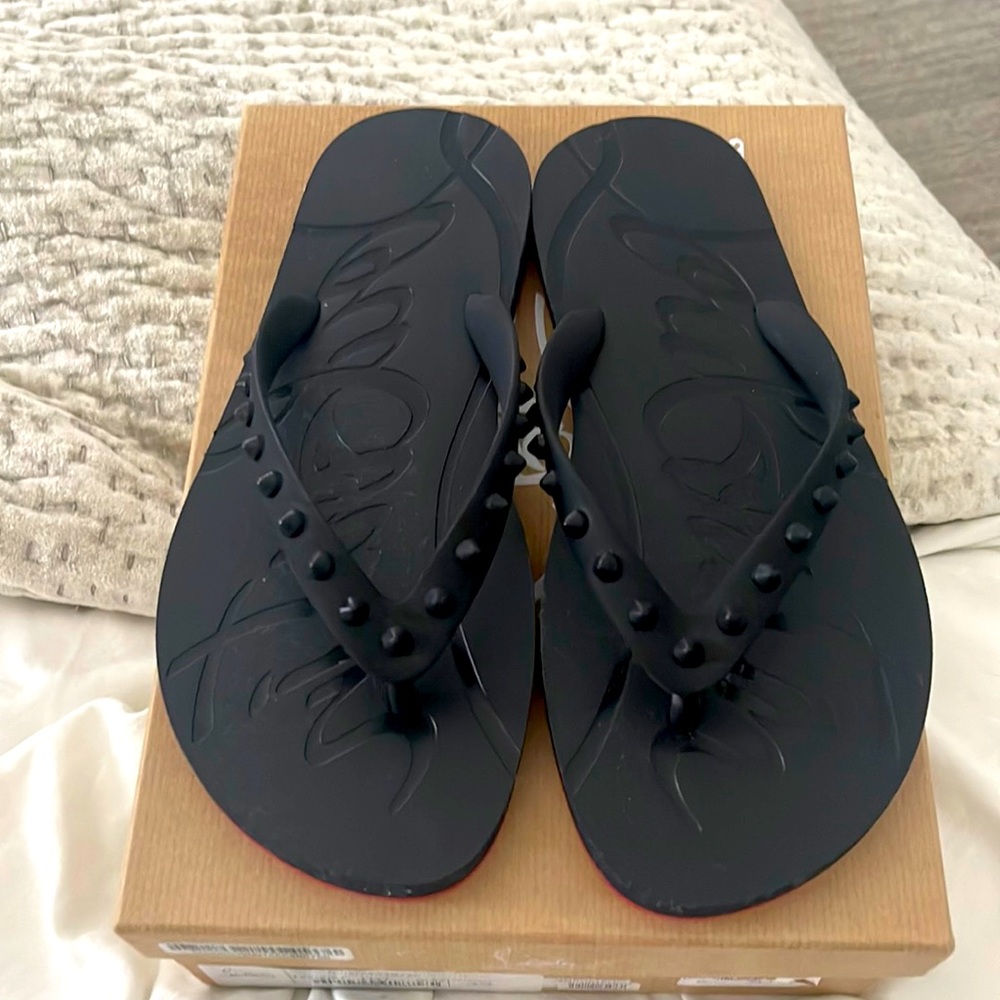 Brand new Louboutin rubber sandals slides size 39